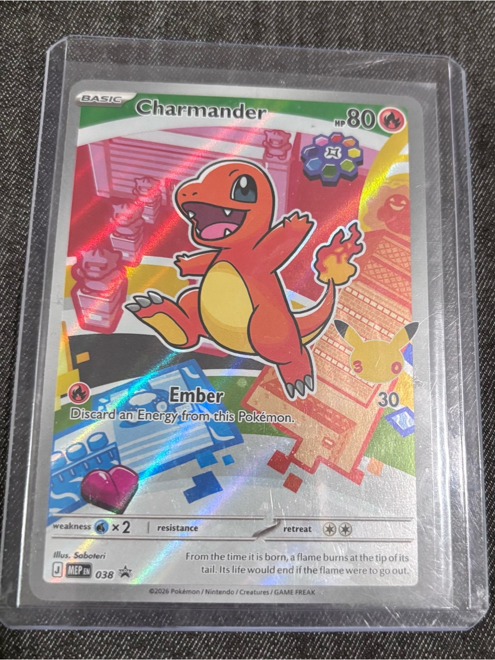 2026 30th Anniversary Charmander Holo Pokémon Card protected